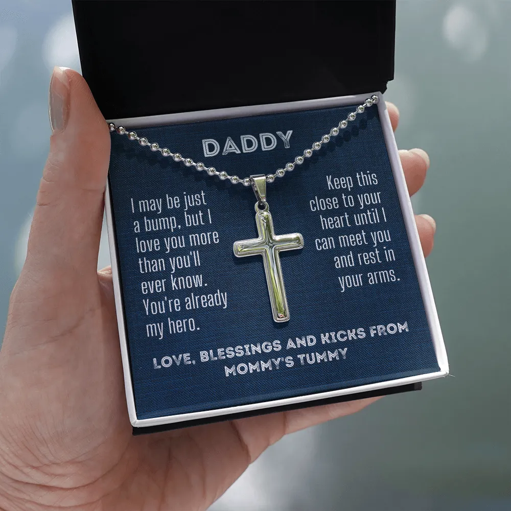 You Are Already My Hero From the Bump Gift to Father to Be New Daddy Christian Cross Necklace