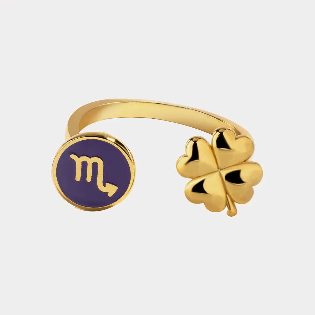 Zodiac Sign Four-leaf Clover Ring