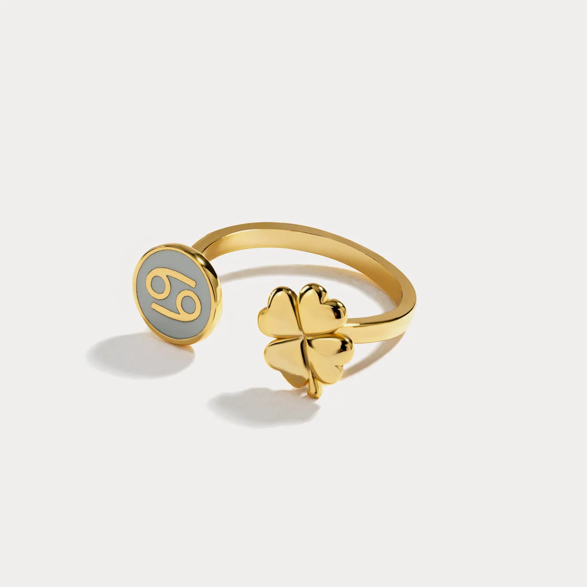 Zodiac Sign Four-leaf Clover Ring